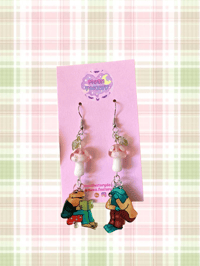 Image 1 of Froggy and Toad Mushroom Earrings