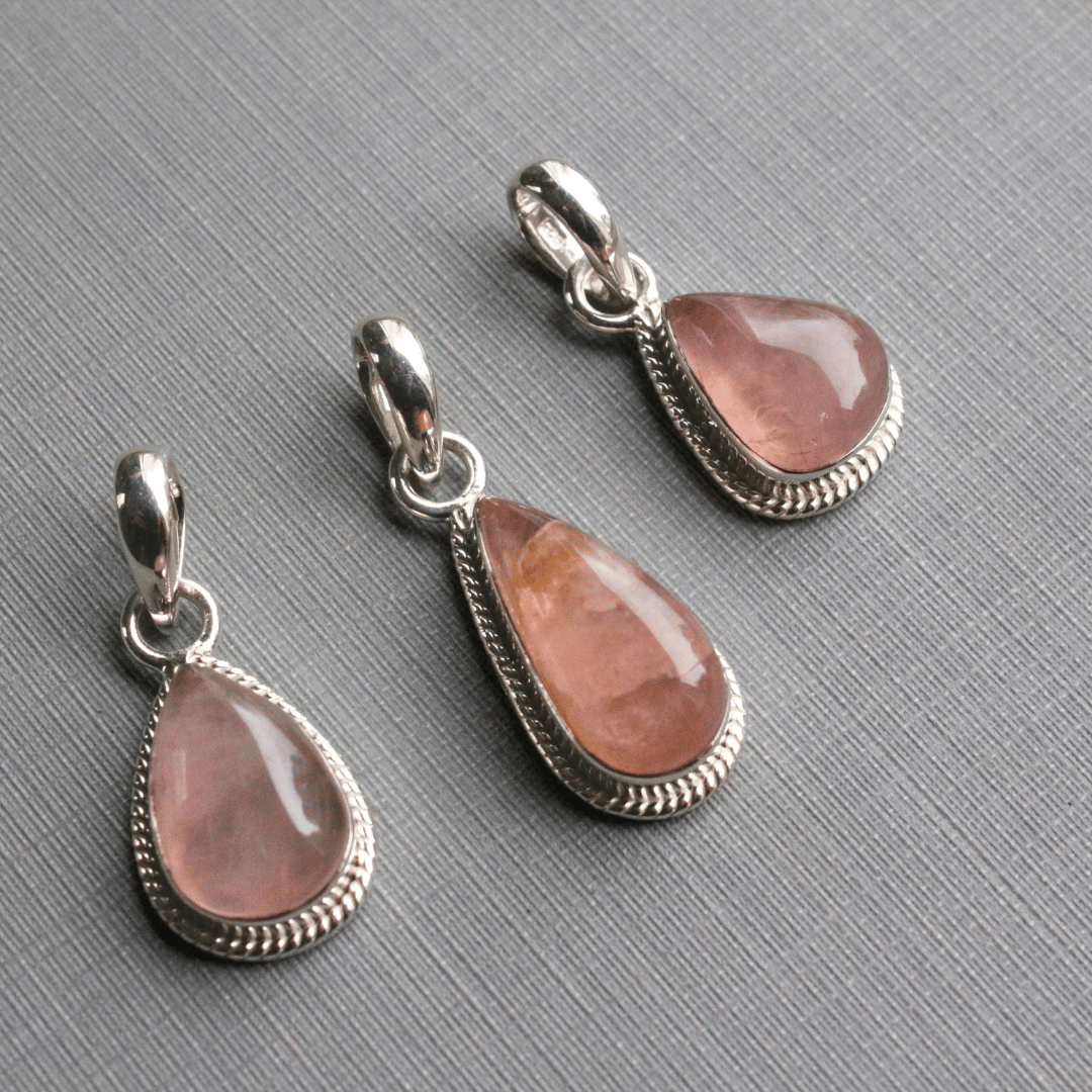 Image of Sincerely - Rose Quartz Pendants in Sterling Silver