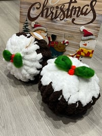 Image 3 of Chunky Knit Christmas Pudding Cushion