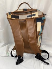 Image 2 of Cowhide Patchwork Backpack (Brown/Multi)