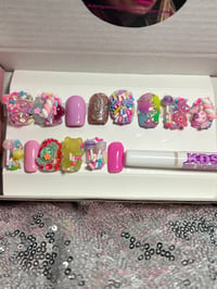 Image 1 of   Candy sprinkle gel  press on short Square nails, for adults teens and little girls