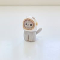 Image 2 of Gray Cat With Astronaut Helmet Ceramic Figurine 