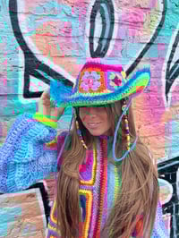 Image 1 of Crochet cowboy hat 3