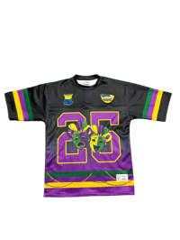 Image 3 of Royal Mastermind x KickzNGritz Madi Gras Football Jersey 