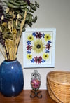 Genuine Sunflower, Delphinium And Red Cone Wildflowers In 8" X 10" Shadow Box (Item# 202203LS)