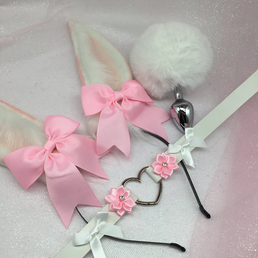 White / pink bunny petplay set πΎ