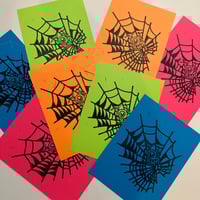 Image 1 of Skull Web Linocut Prints 