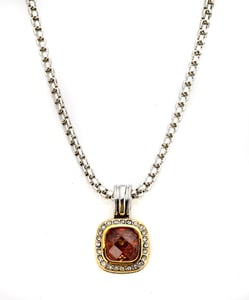 Image of Trophy Wife ~ DY inspired "diamond" bordered Cubic Zarconia pendant