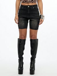 Image 1 of Black Faded Denim Shorts 