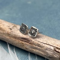Image 4 of Handmade Sterling Silver Hand Stamped Bohemian Studs