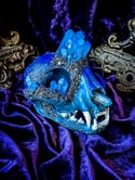 UV Luminescent, Blue Aura Quartz & Carborundum - Bobcat Skull.