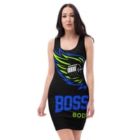 Image 2 of BOSSFITTED Black Neon Green and Blue Sublimation Cut & Sew Dress