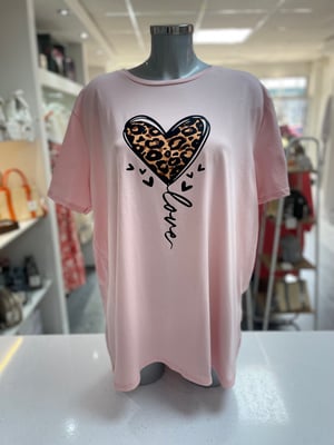 Image of Leopard Print Love Heart T-Shirt