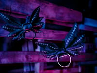 Image 1 of Genuine Leather Bat Bow Tie 