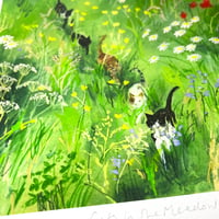 Image 2 of Cats In The Meadow - 50x50cm Giclee Print