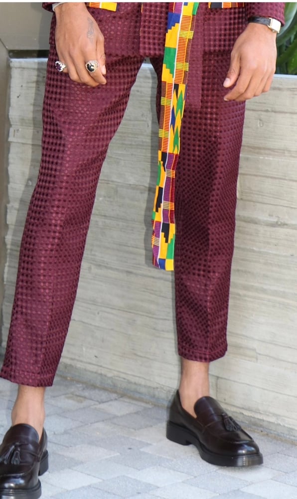 Image of The Sikani Brocade pants - burgundy 