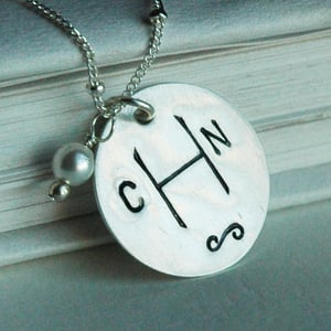Image of Monogram Sterling Silver Hand Stamped Necklace
