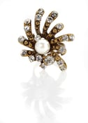 Image of Star of your galaxy faux diamond and pearl ring