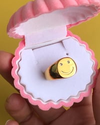 Image 1 of GOLD SMILEY GEM RING 