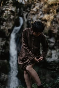 Image 4 of Quiescenza • Brown linen and organic cotton dress