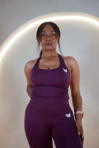 Image 1 of Sculpt Halter Neck- Deep Plum 💜
