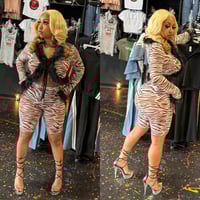Zebra Faux Fur Mesh Shorts Set