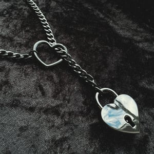 Image of Black Heart Padlock Necklace