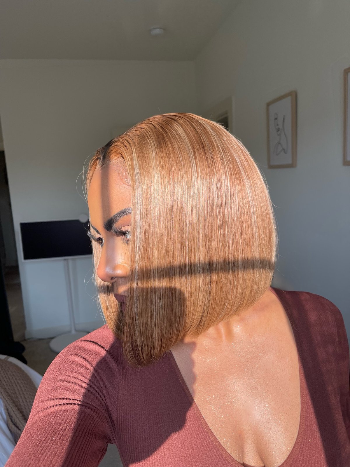 12 inch HONEY BLONDE LACE CLOSURE BOB WIG with HIGHLIGHTS The Beige Collection by Beige Ojai