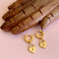 Image 2 of Lock Spot Huggie Hoops - Gold