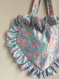 Image 3 of Pastel Floral Satin Heart Bag 🩵💕