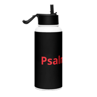 Image 4 of Stainless steel water bottle with a straw lid (Psalms 9;11 Black and Red)