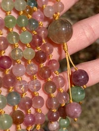 Image 2 of Afghan Tourmaline Mala, Rainbow Tourmaline 108 Beads Japa Mala, Tourmaline Hand Knotted Gemstone
