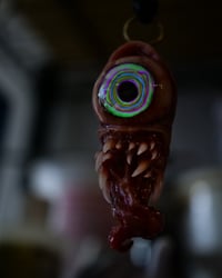 Image 7 of Color Burst Twisted tongue pendant, OOAK green purple orange blue Glow