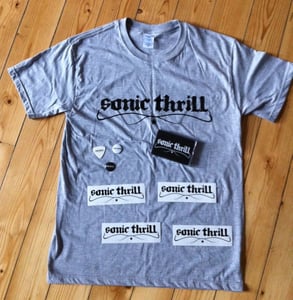 Image of Sonic Thrill logo tee (Inc. cassette, badges & stickers)