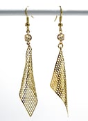Image of Elegance Elongated ~ perforated golden mesh earrings