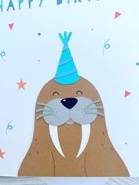 Image 5 of Handmade Walrus Happy Birthday Card - Cute Animal-Themed Birthday Card for All Ages