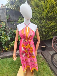 Image 3 of Havana Halter Dress- classic statement holiday piece- one size - PINK/CORAL