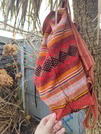 Image 4 of MALIA Mexican Baja woven fabric Backpack - ORANGE