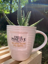 Image 1 of Christmas Carol Aloe in "Think Positive" Mug