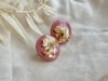 Large Droplet Stud Earrings - Chamomile, Gold & Chameleon Red