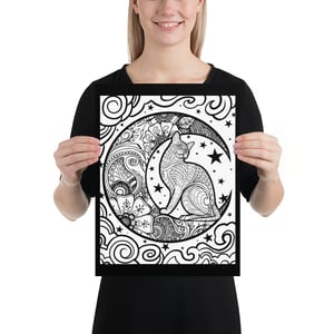 Moon/Cat Mandala Coloring Poster