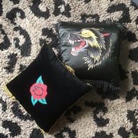 Image 7 of Black Velvet Red Rose Cushion Cover