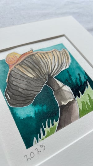 Snail Mushy original painting 8”x8”