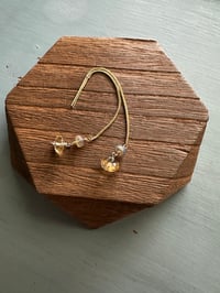 Image 21 of 14k yellow gold threader earrings with opals and citrine