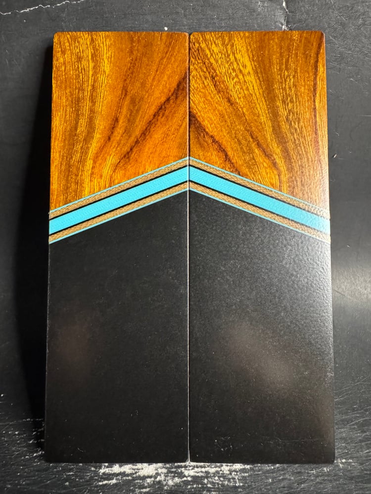 Image of Desert Ironwood & Black Micarta Segmented Knife Scales