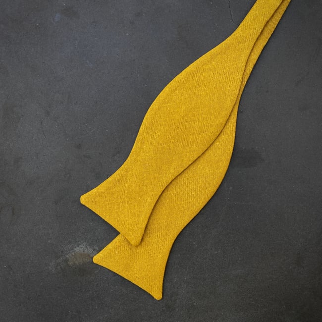 Mustard Linen Bow Tie