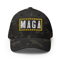 Image 1 of MAGA - Gold/White and Camo -Structured Twill Cap from PatriotsCo.com
