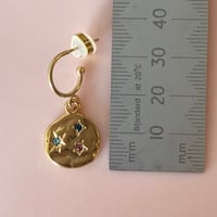 Image 3 of Multi coloured glass Nugget Gold Half Hoops