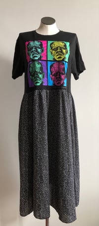 Image 2 of Upcycled “Warhol-esque Frankenstein” t-shirt dress