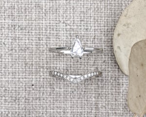 Image of Platinum white diamond semi-eternity wishbone ring